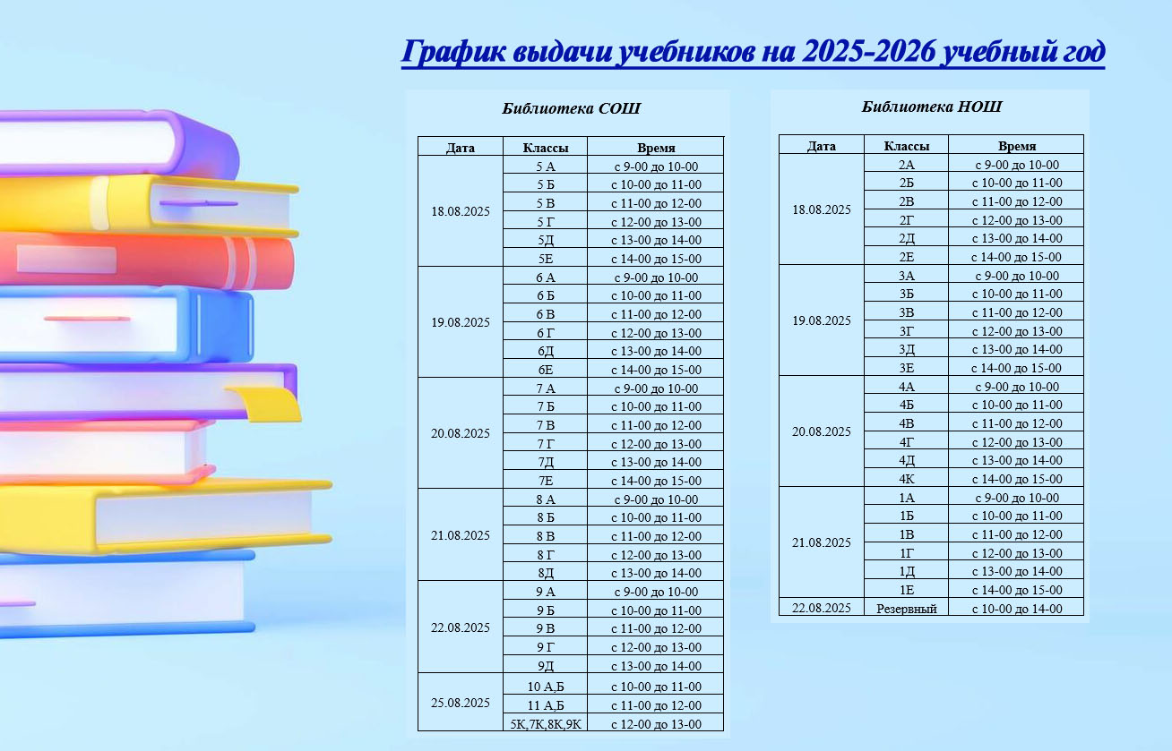 График выдачи учебников на 2025-2026 учебный год.